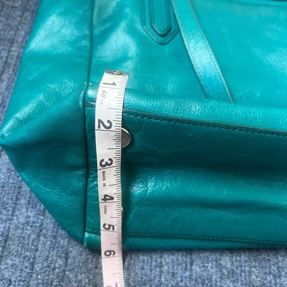 Fossil Sydney leather tote bag turquoise/teal pre owned - Picture 6 of 16